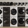 Diverse Modern Front Load Washing Machines in Black and White Color Options