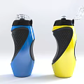 Blue And Yellow Water Bottles With Textured Grip Ergonomic Design And Transparent Straw Lid