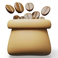 Coffee Beans Spilling From Brown Canvas Bag For Daily Household Use