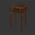 Wooden Accent Table With Carved Drawer And Decorative Turned Legs