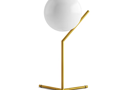 Modern White Globe Table Lamp With Golden Metal Stand And Minimalist Design 3d model