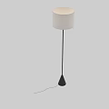 Modern Floor Lamp With Beige Fabric Shade Black Metal Pole And Stable Base
