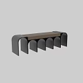Modern Arched Bench Design With Black Frame And Beige Seat Surface 3d model