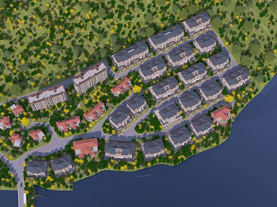 Luxury Detached Villas in Scenic Residential Area With Greenery and Waterfront View 3d model