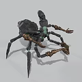 Skeleton Mechanical Spider With Multi Legs And Green Accents Design