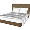 Elegant Modern Double Bed With Woven Brown Headboard And White Bedding 3d model