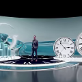Check in System With Man On Clock Years 2021 2022 2023 China Style Data Columns