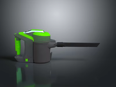 Handheld Gray And Green Computer Accessory With Long Nozzle And Ergonomic Design 3d model