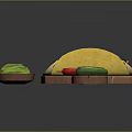 Freshly Made Tacos on Wooden Cutting Board with Guacamole Lime Slices and Chili Pepper