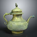 Brass Electric Teapot with Decorative Patterns Lid and Handle for Home Use