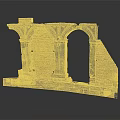 Ancient Architectural Ruins Featuring Red Brick Walls And Decorative Stone Arches