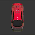 Car With Pink Gray Gradient Yellow Accents Red Rear Spoiler Red Wheels And Character Wu
