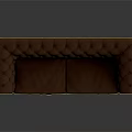 Classic Brown Leather Chesterfield Sofa With Tufted Backrest And Rolled Arms
