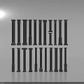 Black Decorative Columns With Various Architectural Designs And Decorative Styles 3d model