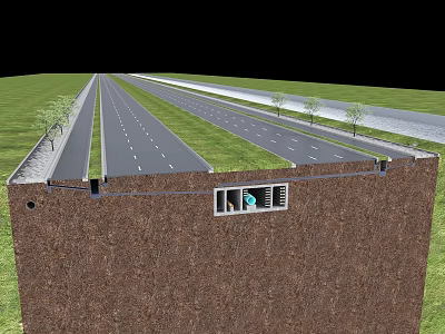 Modern road pipe gallery section pipe gallery section pipe gallery section view 3d model