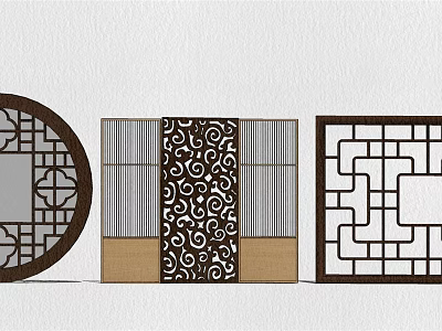 Chinese Style Room Dividers With Circular Geometric And Intricate Patterns Design 3d model