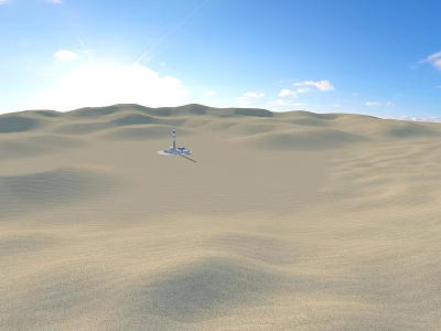Vast Desert Landscape With Rolling Sand Dunes Under Bright Sunlight And Blue Sky 3d model
