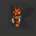Cartoon Fantasy Creature Character With Orange Body Yellow Eyes White Claws And Spotted Butterfly Wings
