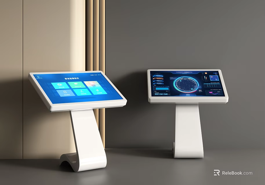 Modern Standing All in One Machine With Interactive Display Screen Interface 3d model 