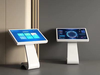Modern Standing All in One Machine With Interactive Display Screen Interface 3d model