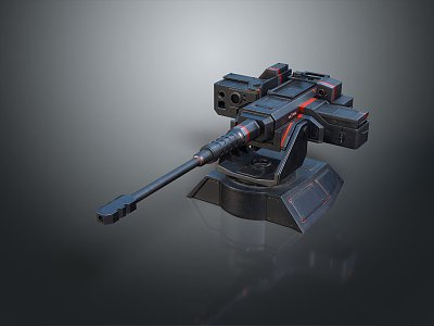 modern turret turntable sci-fi tower defense game tower defense 3d model