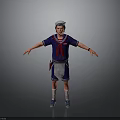 3D Character Outfit With Blue Uniform Red Scarf White Hat Belt Short Pants Socks And Shoes