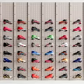 Array of Colorful Shoes Hanging on Wall Display with Diverse Styles