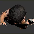 Cute Child Wearing Leopard Print Shirt White Diaper Holding Milk Bottle on Grey Background