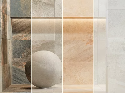 Stone Components Featuring Textured Surfaces Various Colors For Interior Walls And Sphere 3d model