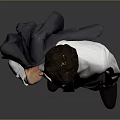 Confident Man In White Shirt And Dark Tie Holding Suit Jacket On Gray Background
