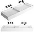 Sleek Modern White Washbasin Design With Black Faucet And Knobs 3d model