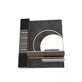 Luxury Bathroom Vanity With Black Marble Wall And Golden Ring Light Mirror