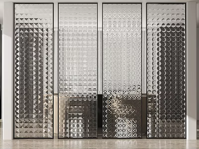 Modern Glass Partition With Various Textured Panels 3d model