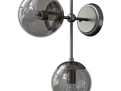 Modern Wall Sconce With Double Glass Globes And Metal Bracket Design 3d model