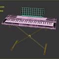 Black Electronic Keyboard Instrument with Sturdy Metal Stand and Music Score Holder