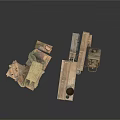 Vintage Household Supplies Including Wooden Crates Covered With Cloth And Mechanical Tools