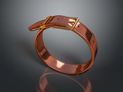 Elegant Shiny Copper Bracelet Featuring Gold Buckle And Smooth Polished Design 3d model