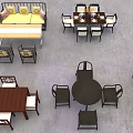 Modern Dining Table Sets With Round Rectangular Tables And Chairs 3d model