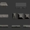 Concrete Traffic Barriers And Roadblocks With Various Shapes And Metal Frames
