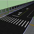 Well Designed Road Infrastructure With Crosswalk Directional Arrows Street Lamps And Guardrails