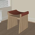 Wooden Side Table With Red Padded Top For Modern Living Room Interior