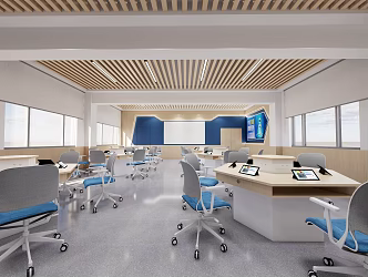 Modern classroom computer room 3d model
