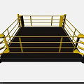 Yellow Boxing Ring Sports Equipment With Safety Rails And Black Mat
