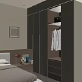 Modern Minimalist Built In Bedroom Wardrobe With Hanging Space And Multiple Storage Drawers For Clothes