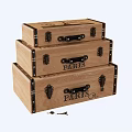 Stacked Wooden Storage Boxes With Paris Lettering Metal Hardware And Small Key