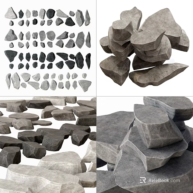 Various Types of Natural Stone and Wood Materials for Interior Design and Decor Projects 3d model 