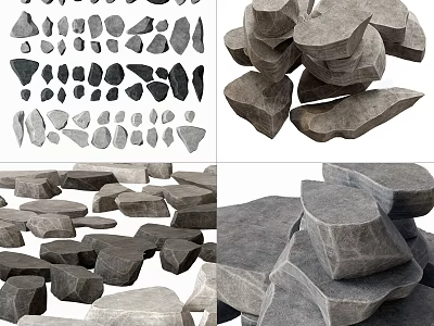 Various Types of Natural Stone and Wood Materials for Interior Design and Decor Projects 3d model