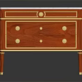 Vintage Wooden Dresser With White Marble Top Three Drawers Gold Accents