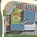 Modern Twin Tower Hotel Building With Glass Curtain Wall And Commercial Base