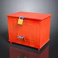 Orange Locked Storage Chest With Hasp Secure Lock And Small Legs Design